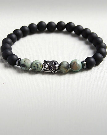 LUX. męska bransoletka - Budda - turkus, kaktusia