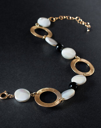 Geometryczna bransoletka z masą perłową i mosiądzem.[PB11], Anillito