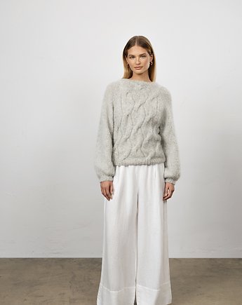 Sweter Alpaca cables jasny szary