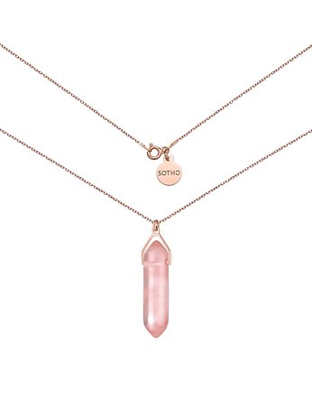 Naszyjnik z dużym kwarcem malinowym w różowym złoceniu, SOTHO