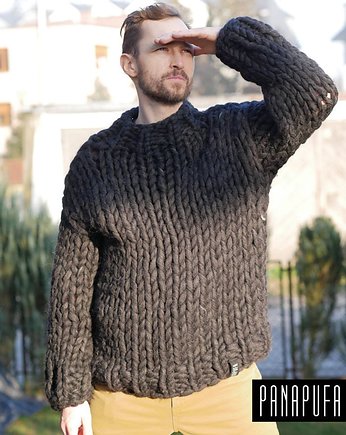 Sweter na grubych drutach 100% wełna