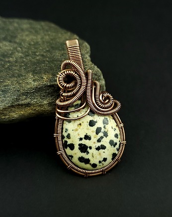 Jaspis dalmatyński wisiorek wire wrapping
