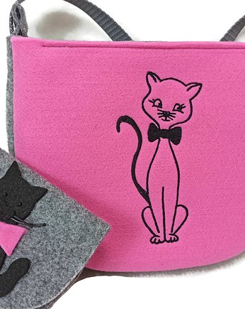 Torebeczka z kotem,  portfelik, kot, Made by Joan