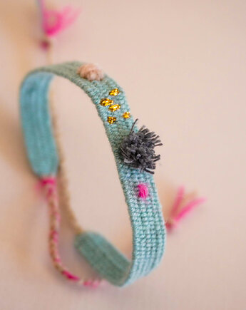 Bransoletka tkana w stylu rustykalnym "Aqua", Słońcem Tkane