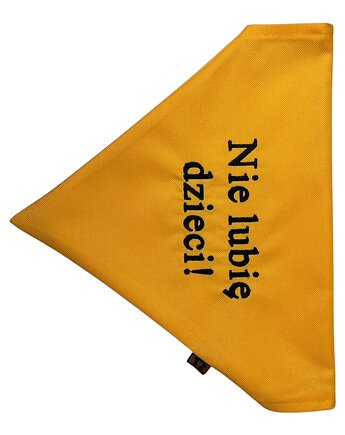 Żółta bandana, chustka, apaszka dla psa Nie lubię dzieci!