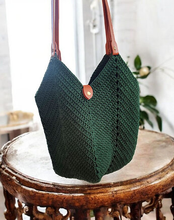 Duża torebka tulipan shopperka zielona, KEIT