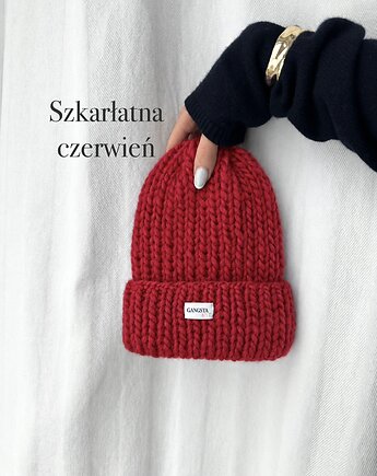 Czapka Lily 100% wełna *szkarłatna czerwień*