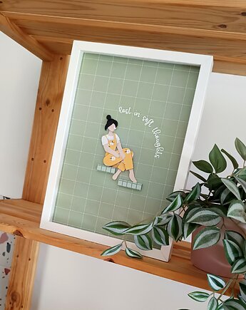 Papierowa przestrzenna ilustracja - "Lost in soft thoughts"