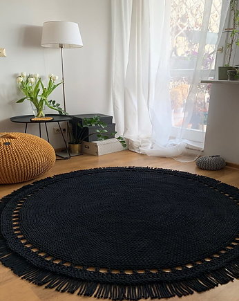 Dywan sznurkowy Czarny , 110cm, Knitting Factory