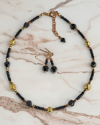 KOMPLET naszyjnik i kolczyki GLAM : krótki naszyjnik choker, kaktusia