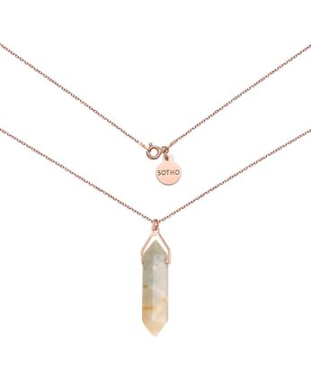 Naszyjnik z dużym amazonitem w różowym złoceniu, SOTHO