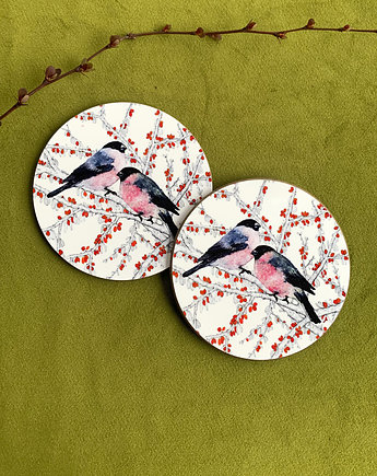 Podkładki pod kubek-Gile-  Ilustracja- Bullfinches coasters