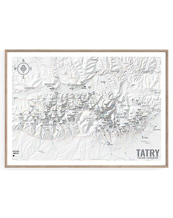 Szlaki TATRZAŃSKIE Tatry Polskie i Słowackie mapa plakat - wersja biała