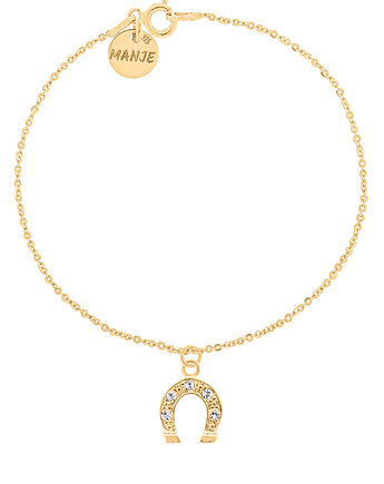 Pozłacana bransoletka z podkową i kryształkami, MANJE