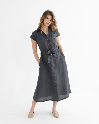 Lniana Sukienka MARIGOLD charcoal