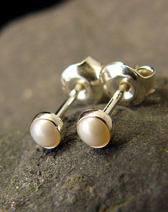 Kolczyki Drobinki - Perła Srebro 3mm