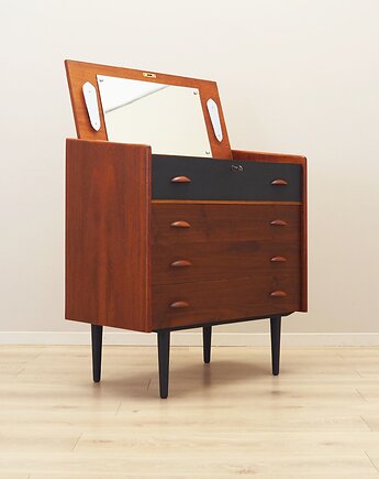 Toaletka tekowa, duński design, lata 70, produkcja: Dania