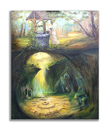 Obraz olejny ręcznie malowany autorski runy 92x125 cm + rama!