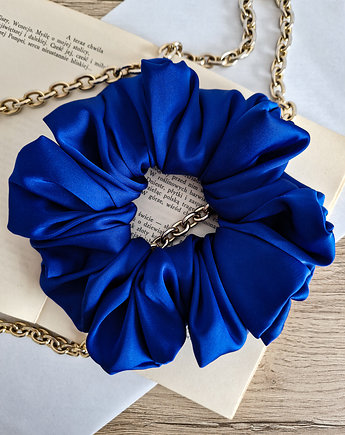 Scrunchie Sapphire XL - gumka do włosów satynowa kobaltowa
