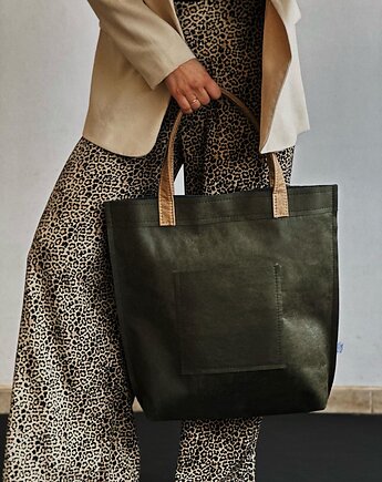Torba Mr.m Vintage green skóra naturalna/uszy kremowe