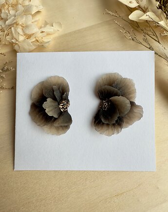 Kolczyki Black Beige Petals
