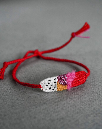 Mini, tkana bransoletka wiązana - na szczęście, Słońcem Tkane