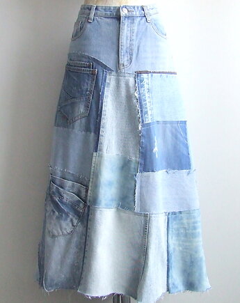Patchworkowa spódnica jeans r.42