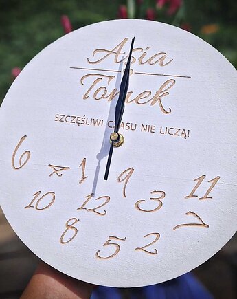 Drewniany personalizowany zegar Numbers, Drewniane dodatki