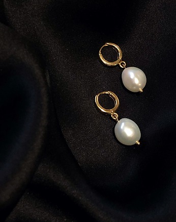 Kolczyki srebrne Irregular Pearl Earrings / Vintage Circles
