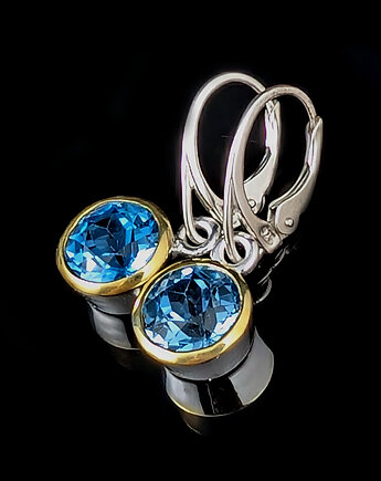Kolczyki pozłacane topzy swiss blue