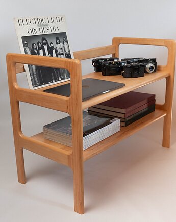Regał z litego drewna z półkami  Mid Century Modern   styl retro