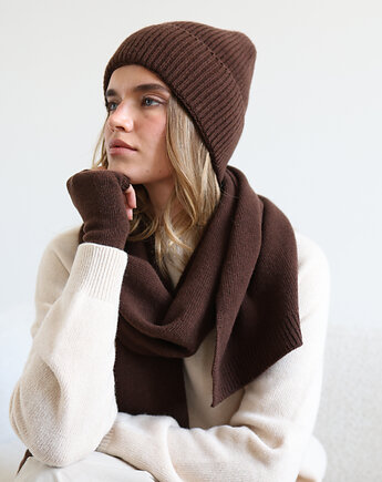 Mitenki Merino & cashmere czekoladowe