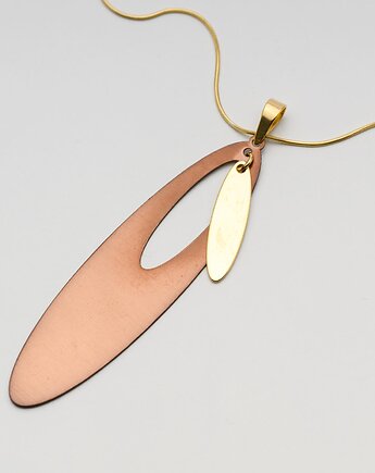 Naszyjnik - duży srebrny, pozłacany  z tytanu mocha mousse, Ade Art