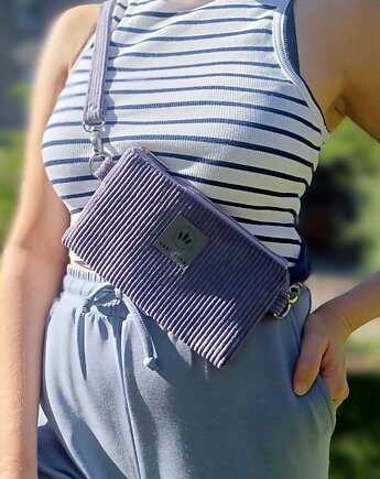 Sztruksowa mini saszetka na telefon Fioletowa, sabi tatka