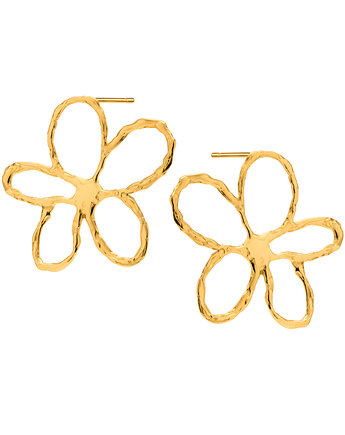 Kolczyki srebrne pozłacane duże kwiaty BLOSSOM