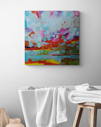 Obraz ręcznie malowany na płótnie 50x50 cm - abstrakcyjny pejzaż