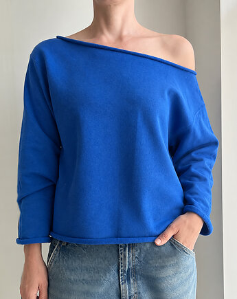Chabrowo niebieska bluza cięta Bez ściągaczy