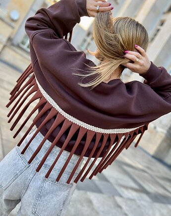 Hot Chocolate / bawełniana bluza boho w kolorze gorzkiej czekolady