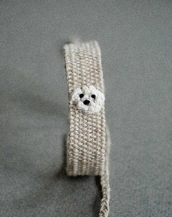 Unikatowa bransoletka handmade z haftowowanym pieskiem - maltańczyk, Słońcem Tkane