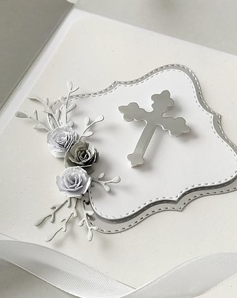 Kartka okolicznościowa religijna z krzyżem na Chrzest Święty