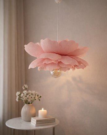 Różowa lampa wisząca - kwiat peonia