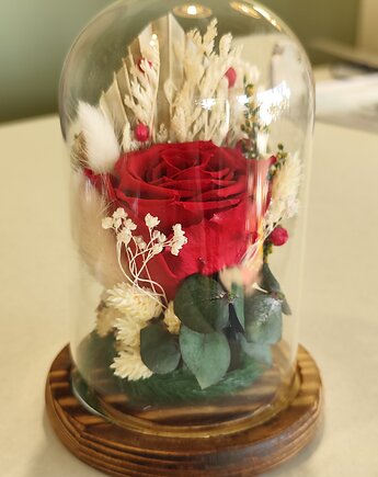 Wieczna róża w szkle romantyczny prezent dla kobiety, miaukramy