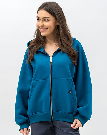 Bluza z kapturem na zamek ,,IKBAL" petrol