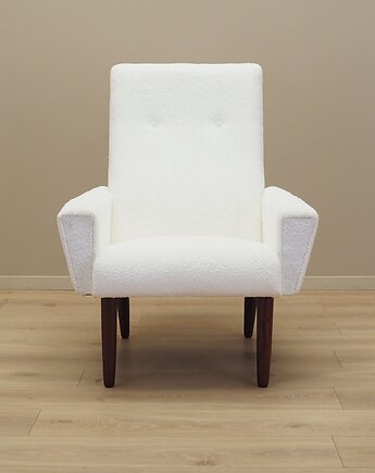 Fotel biały, duński design, lata 70, produkcja: Dania