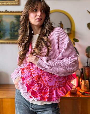 Torebka Rogalik zig-zag czerwona