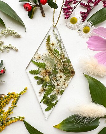 Ozdoba wisząca- zieleń i biel romb, fernandfelt