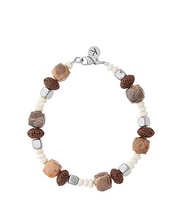 Bransoletka Boho Chic - Mix cztery kamienie - Srebrna