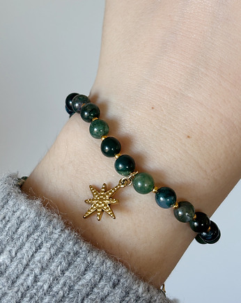 Bransoletka na gumce Agat zielony, Chmolowska Jewellery