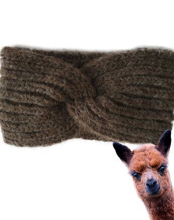 Wełniana opaska handmade z alpaki i merino, ciepła, miękka, niegryząca