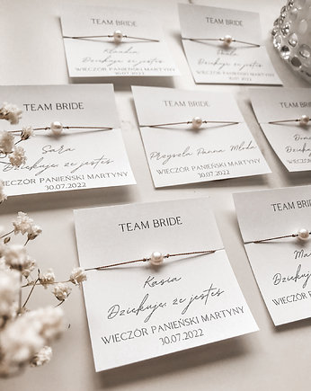 Bransoletki Team Bride perła prezent wieczór panieński, Tiny Stone